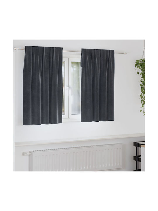 vidaXL vidaXL Set of Window Curtains with Pencil Pleat Black 140x140cm