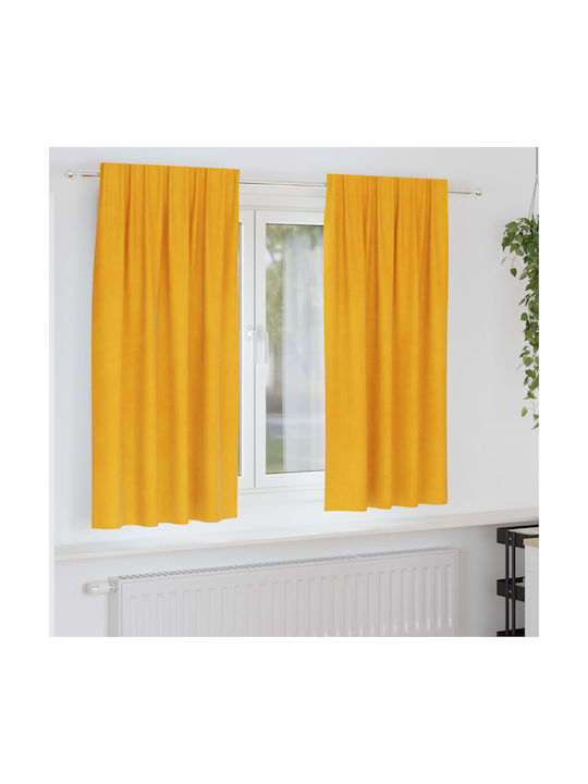 vidaXL Set Curtains Blackout with Pencil Pleat Yellow 140x175cm