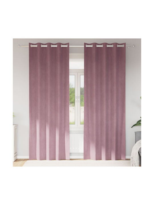 vidaXL Pink Blackout Window Curtain Set with Grommets 140x260cm