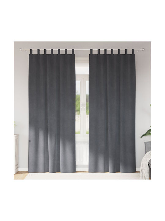 vidaXL vidaXL Set Vorhänge Fenster mit Obere Registerkarte Schwarz 140x260cm