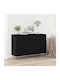 Sideboard Wooden with Drawers Black Velvet-Black Metal 101.5x35x70cm