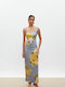 Maxi Evening Dress Indigo Yellow