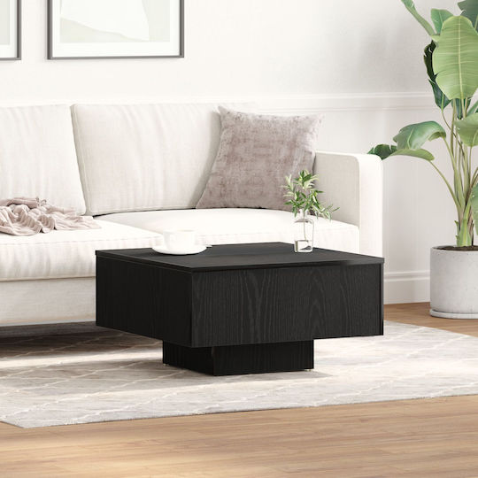 Square Central Coffee Table Made of Solid Wood Coffee Black Oak W60xL60xH31.5cm