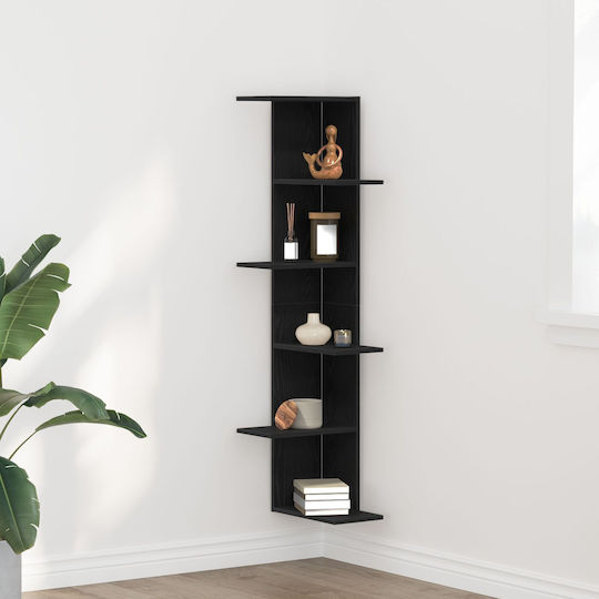 Corner Wall Shelf Black Oak 36.5x36.5x140cm