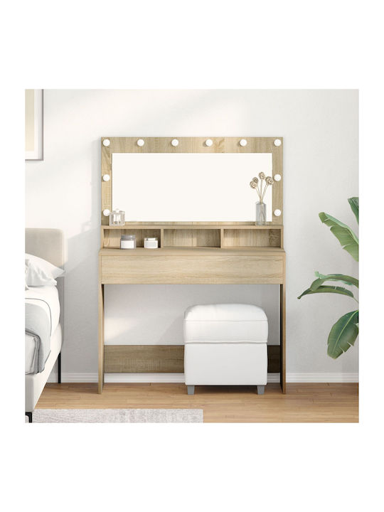 Bodenstehende Schminktisch Schlafzimmer Holz Buche mit Spiegel 100x41x135cm