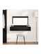 Wandmontage Schminktisch Schlafzimmer Holz Schwarz Eiche mit Spiegel 100x40x70cm