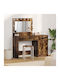 Floor-standing Bedroom Makeup Table Wooden Dark Oak with Mirror 78.5x41x135cm