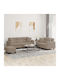 Living Room Furniture Set 3-Seater & 2-Seater & Stool Brown