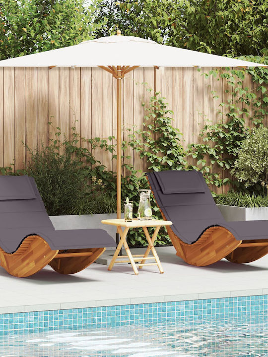 Deckchair Double Wooden with Cushion Gray 60x154x74cm.