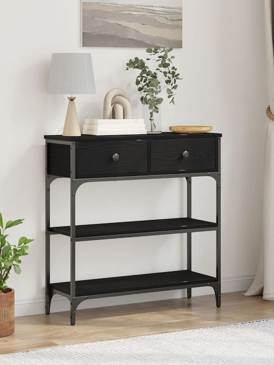 Console Table Wood & Metal Black Oak L72.5xW25xH75cm