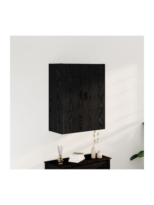 Wall Living Room Cabinet Made of Particle Board Black Oak 69.5x34x90cm