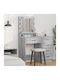 Floor-Standing Bedroom Makeup Dressing Table Wooden Grey Sonoma with Mirror 50x41x135cm