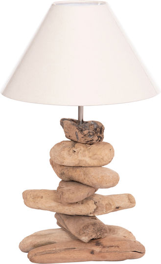 HomeMarkt Metal Table Lamp for Socket E27 with White Shade and Brown Base