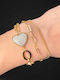 Women's Chain Bracelet with Heart Design in Gold Plated Stainless Steel 15.5cm