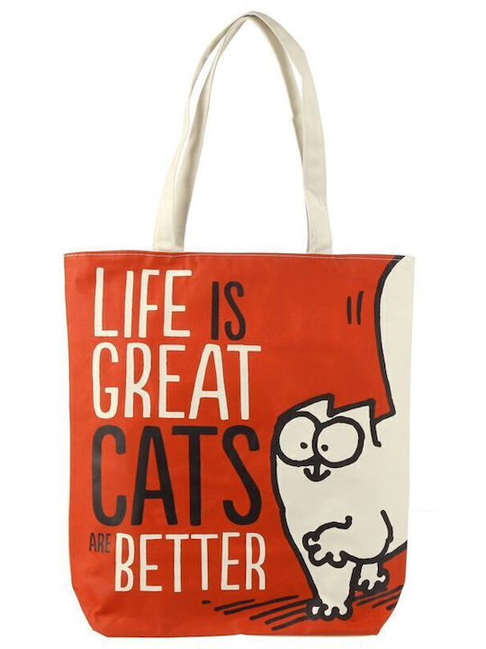 Βαμβακερή Τσάντα Φερμουάρ Life Is Great Cats Are Better