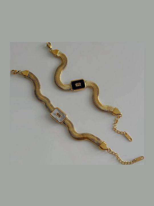 Enotia Damen Armband Kette aus Stahl Vergoldet