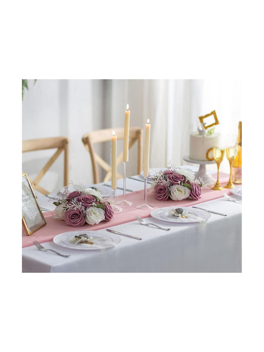 Set Compoziții Florale Trandafiri Artificiali Alb-roz 10 Bucăți