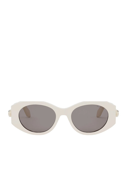 Bvlgari Damen Sonnenbrille mit Weiß Kunststoff Gestell und Gray Linse