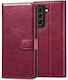 Protective Flip Case for Samsung Galaxy S21+ in Burgundy Leather