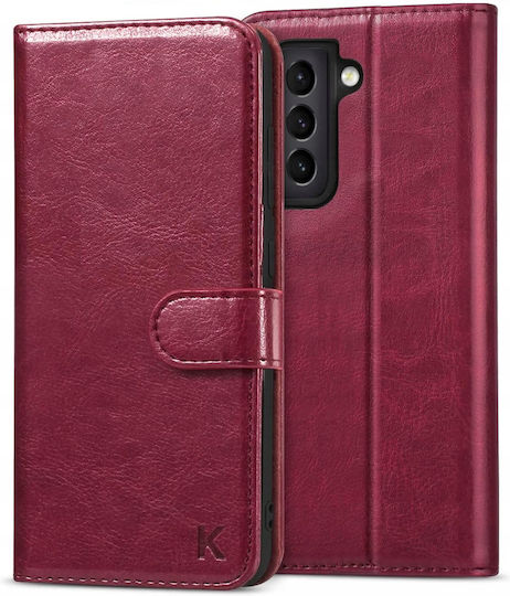 Protective Flip Case for Samsung Galaxy S21+ in Burgundy Leather