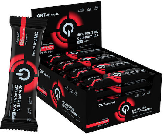 QNT Crunchy Bars with 40% Protein & Flavor Creamy Strawberry 12x65gr