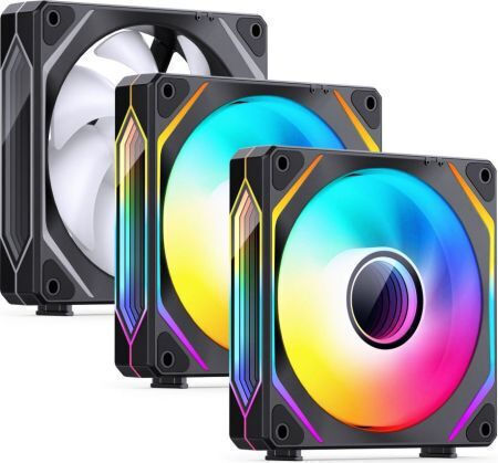 Jonsbo ZL-120BR Reverse Blade Case Fan 1800rpm 58.5cfm with ARGB Lighting and 4-Pin PWM Connection 3pcs