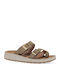 Flache Sandalen für Damen in Khaki Farbe