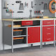 Vidaxl Desk Closed Door Red 100x55x85 cm Steel ...