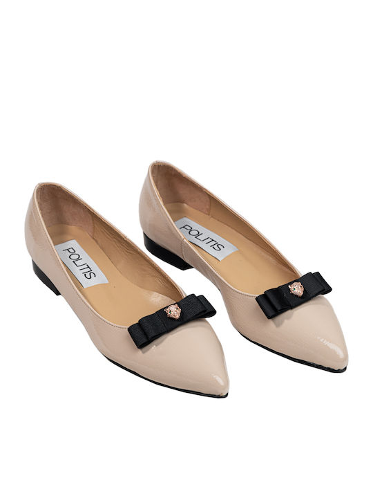 Anatomic Leather Pointy Ballerinas Beige