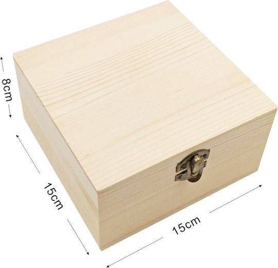 Tpster Lemn Cutie de Depozitare cu Capac 15x15x8cm 1buc