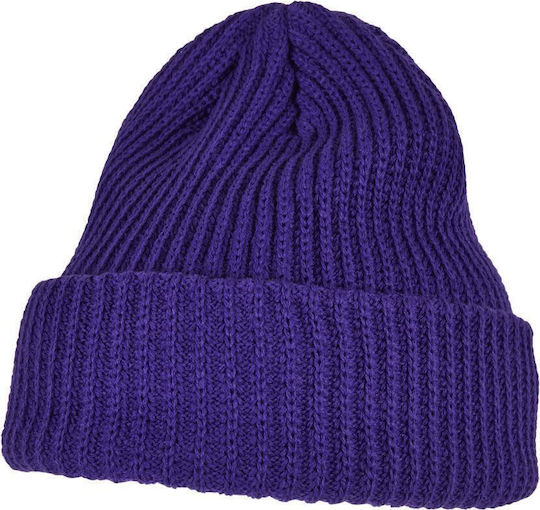 Beanie Unisex Beanie with Rib Knit in Purple color