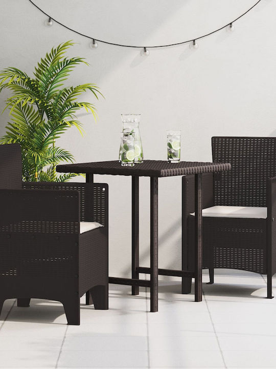 Fotoliu de exterior Plastic Καφέ, Ταοπέ cu pernă 2buc 53x49x85cm