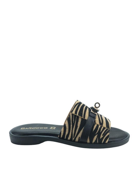 Δερμάτινα Γυναικεία Σανδάλια Black/Zebra