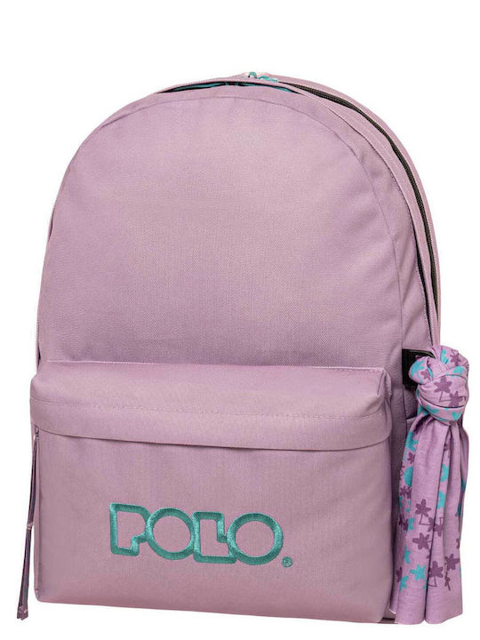 Polo Original Double Scarf Σχολική Τσάντα Πλάτης Γυμνασίου - Λυκείου Lilac/Petrol με Θήκη για Παγούρι 27lt 2025
