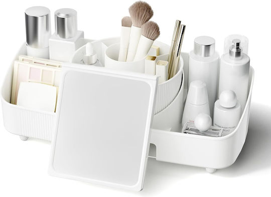 Organizator Rotativ Pentru Cosmetice Cu Separatoare Alb 36x17.5x14.5cm