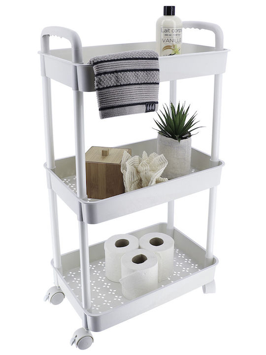 Eurocasa Floor Bathroom Shelf Plastic 77x38x26.5cm White