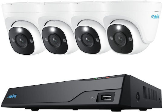 Reolink Surveillance System 4 Cameras Cameras IP 12MP with Recorder NVR & Hard Disk 2TB
