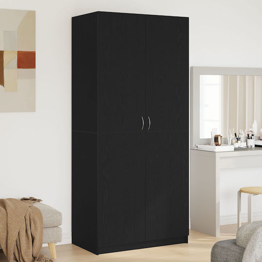 Double Door Wardrobe Black Walnut 90x52x200cm