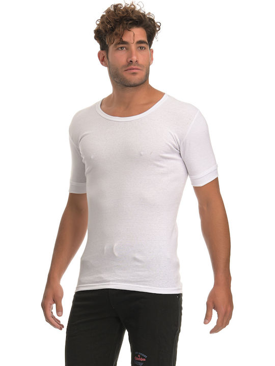 Dedes Men's Undershirt Short-sleeved in White C...