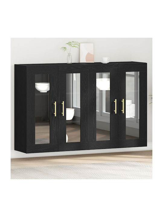Wand Wohnzimmer Vitrine aus Spanplatte mit Glas...