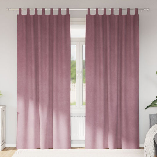 vidaXL Σετ Κουρτίνες με Τιράντες Ροζ 140x225εκ.