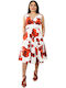 Summer Midi Dress for Wedding - Christening Red