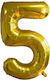 Luftballon Folie Jumbo Zahl 5 Gold 80cm