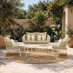 Living Room Set 5 Pieces Cream with Pillows