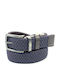Elastic Men's Belt Leather Knitted Double Sided Brown