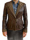 MARKOS LEATHER Petra Women's Leather Waisted Blazer Brown