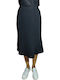 Crepe A-Line Midi Skirt Black
