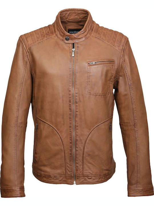 Geacă Biker Din Piele Tabac Maro