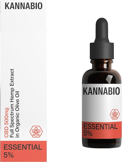 KannaBio Έλαιο Κάνναβης για Μείωση άγχους 500mg με 5% CBD & με 5% CBG 10ml