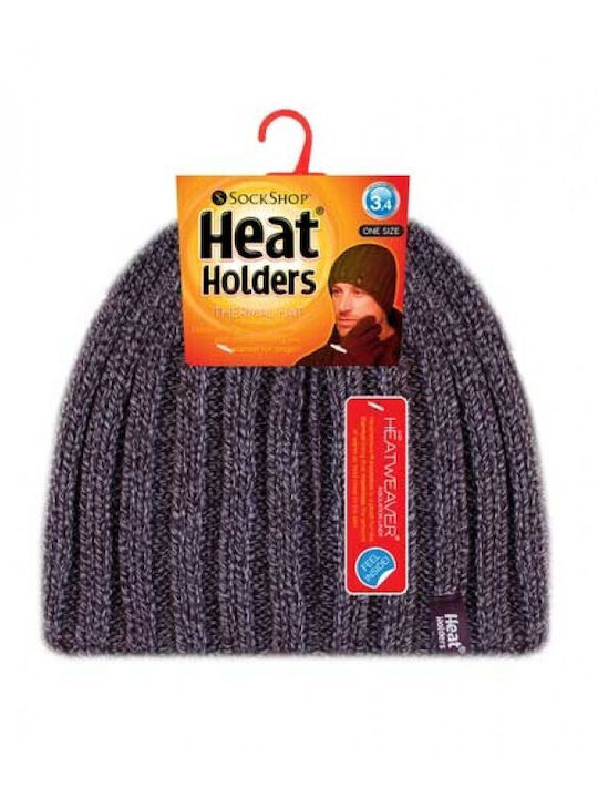 Beanie Ανδρικός Σκούφος με Rib Πλέξη σε Γκρι χρώμα